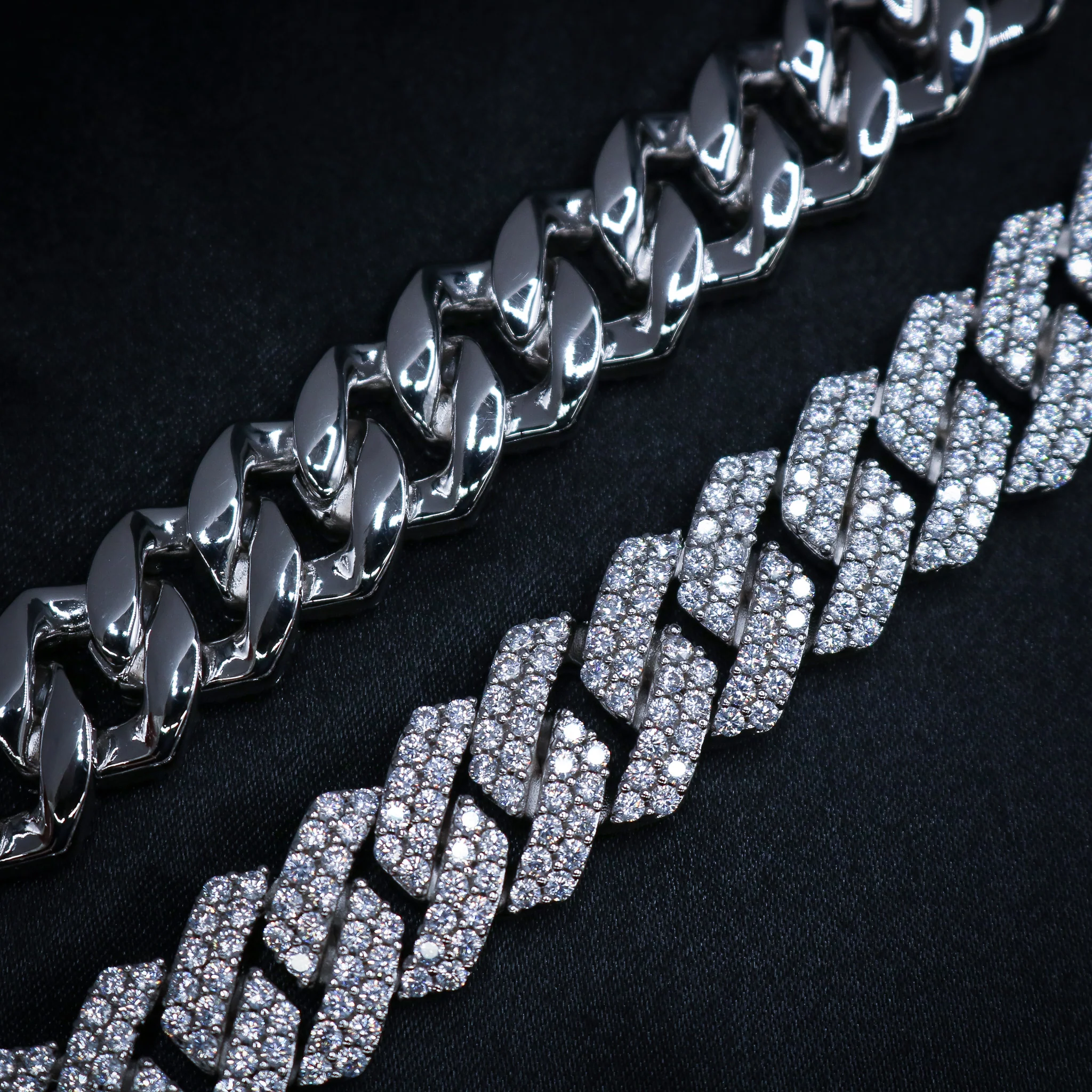 13mm Diamond Prong link Cuban Chain - White Gold - Image 7