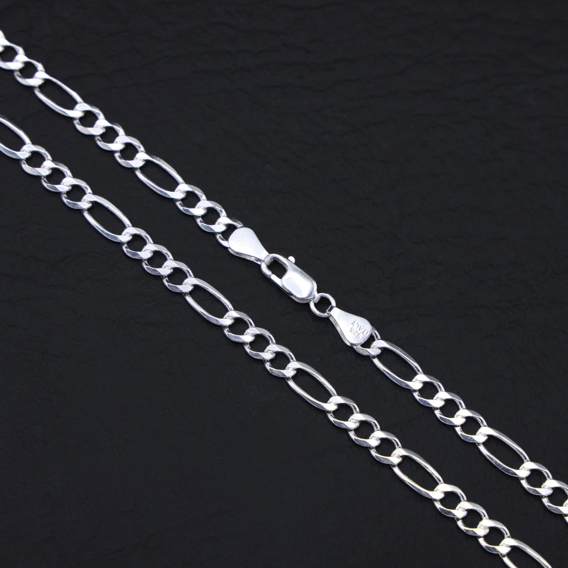 5mm Figaro Chain - 925 Silver - Image 3