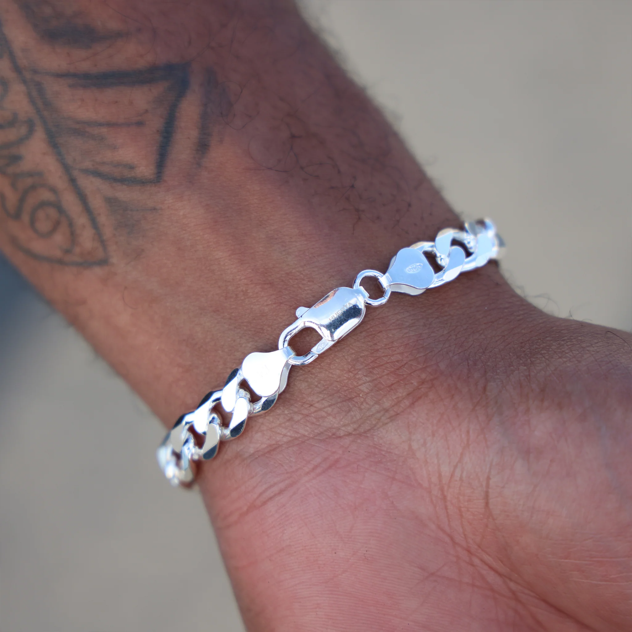 8mm Figaro Bracelet - 925 Silver - Image 3