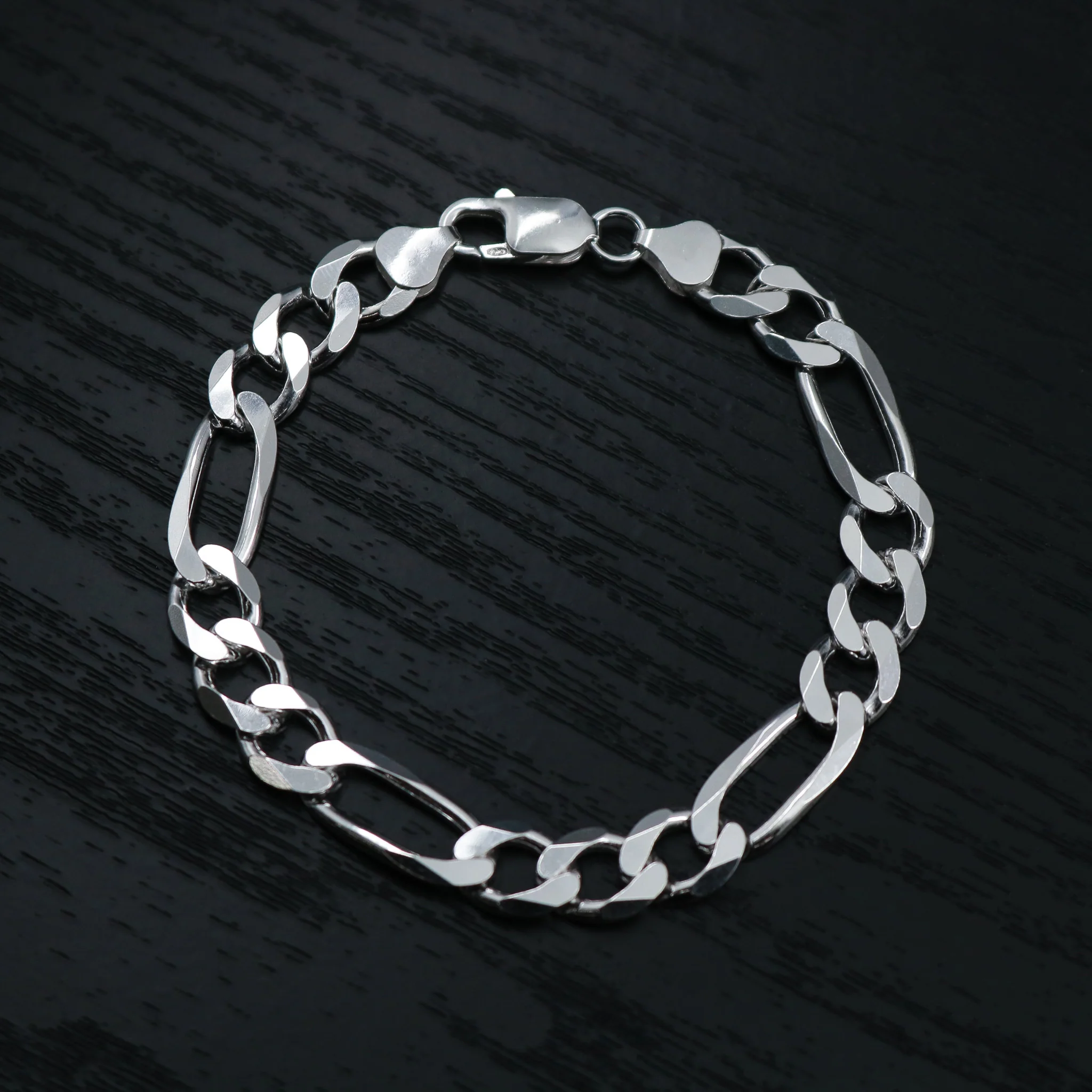 8mm Figaro Bracelet - 925 Silver - Image 4