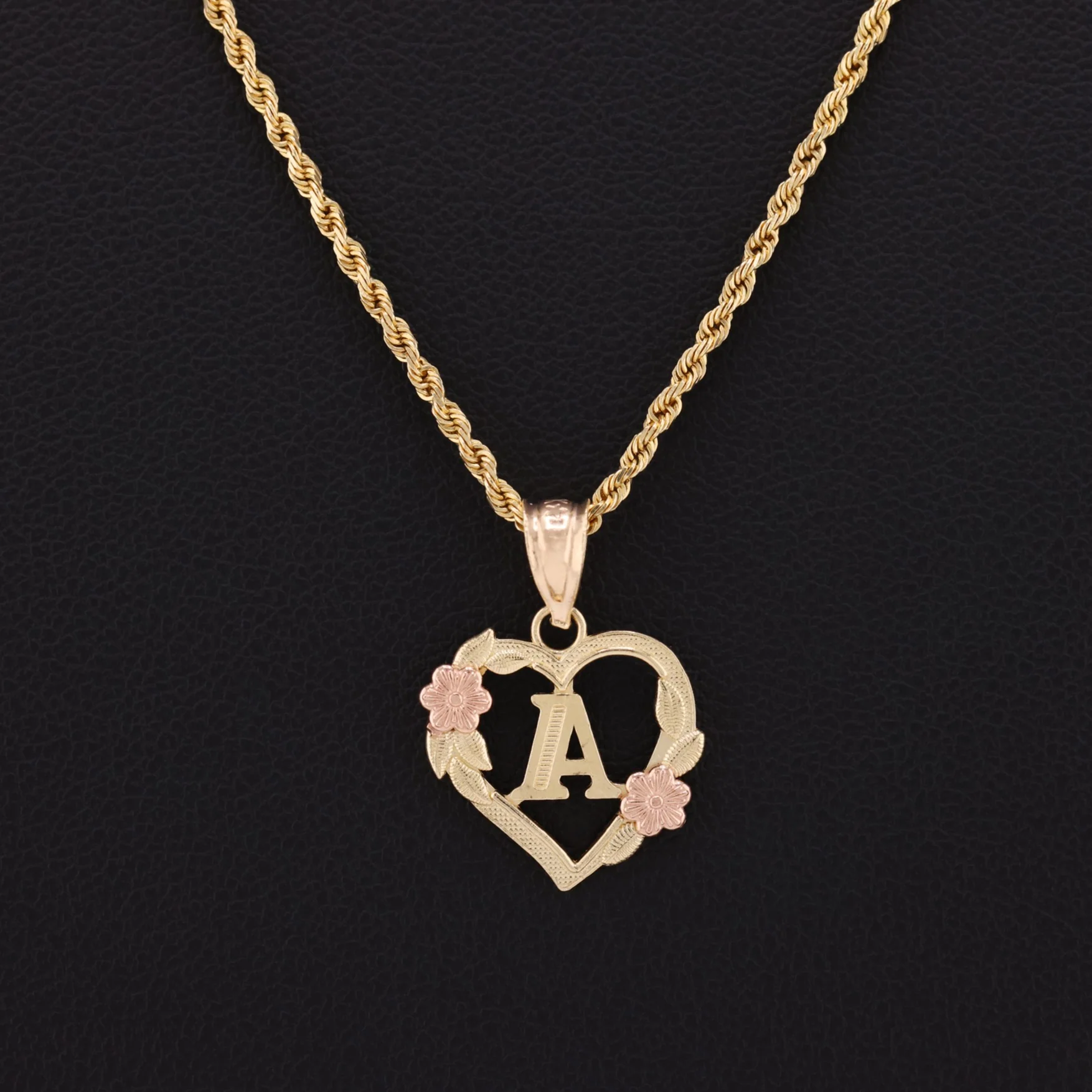 Heart Initial Letter Pendant - 14k Gold - Image 3