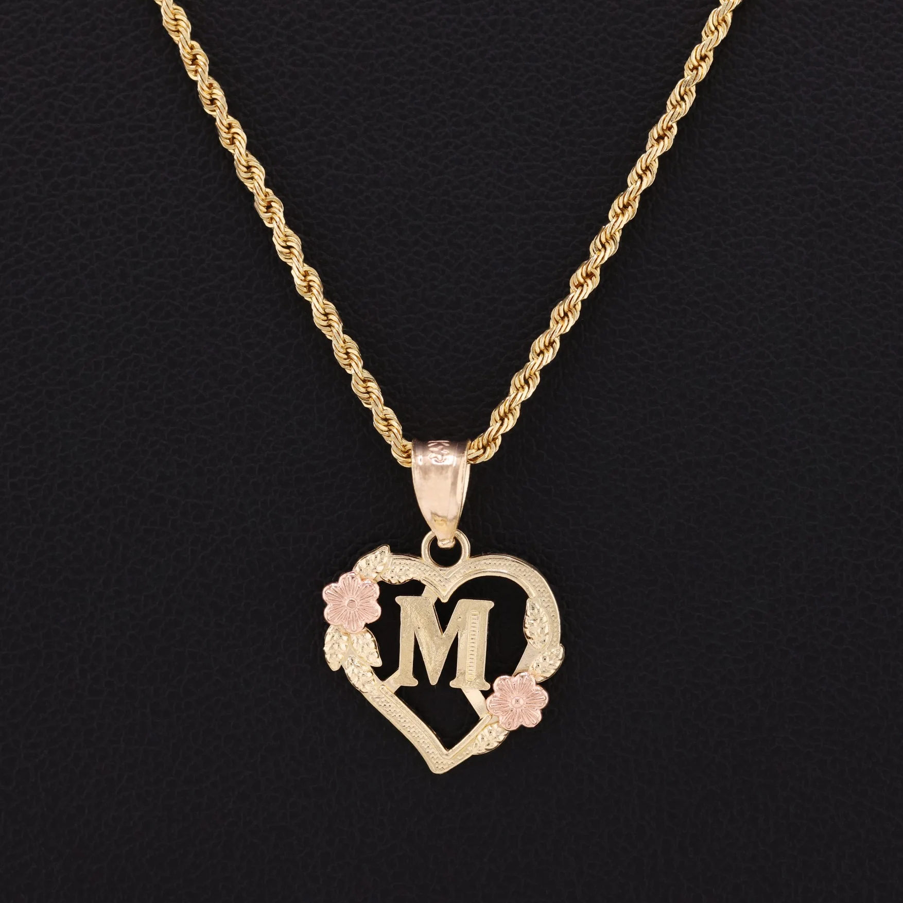 Heart Initial Letter Pendant - 14k Gold - Image 4