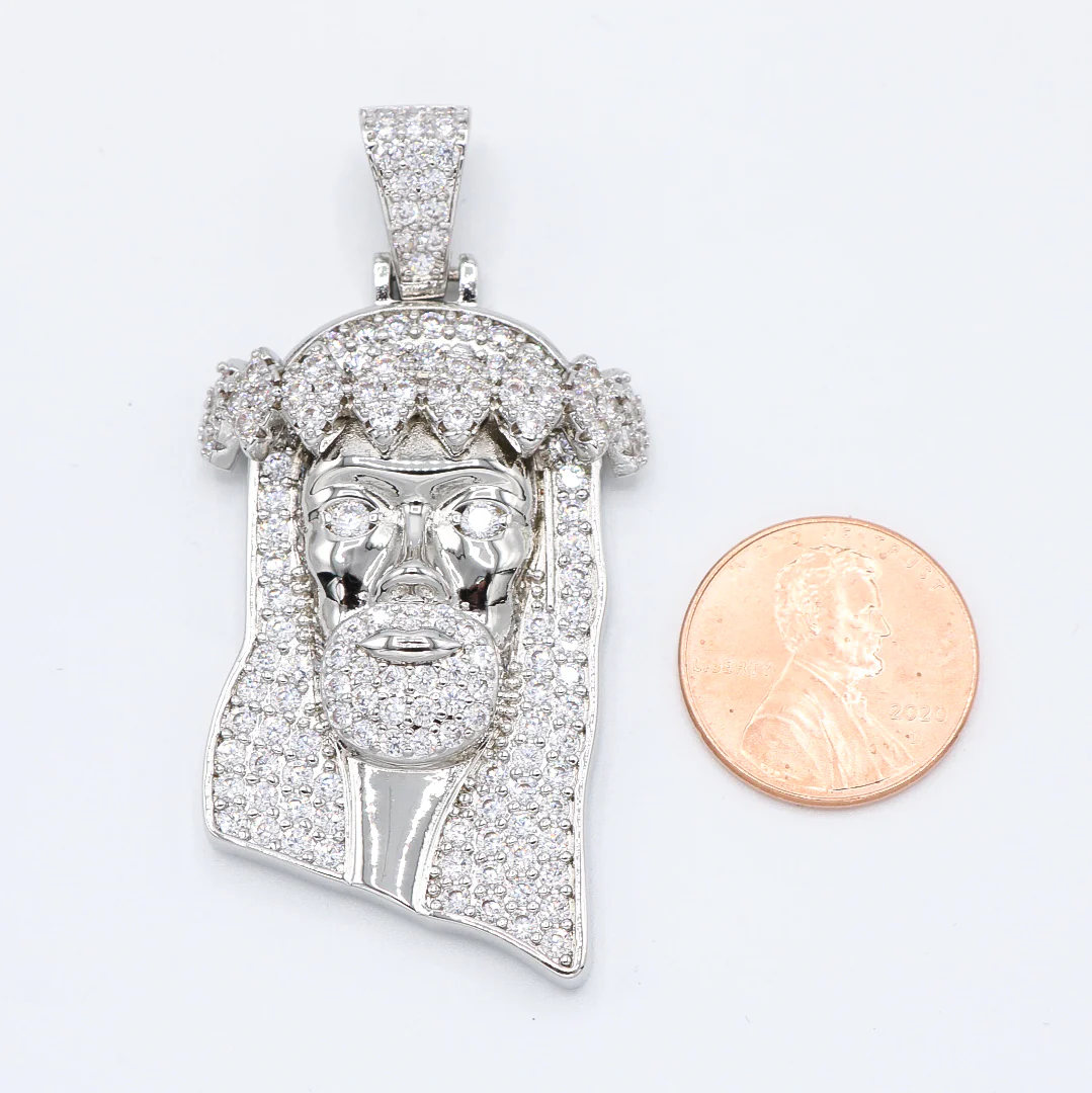 Jesus Head Pendant - White Gold - Image 3