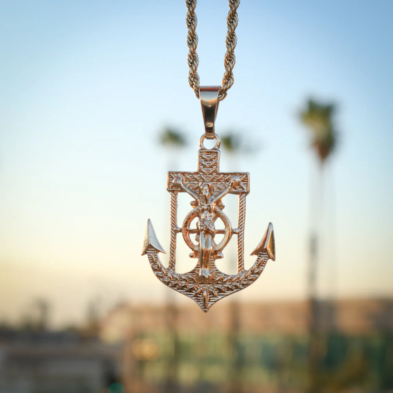 Jesus Anchor Pendant - Gold - Image 3
