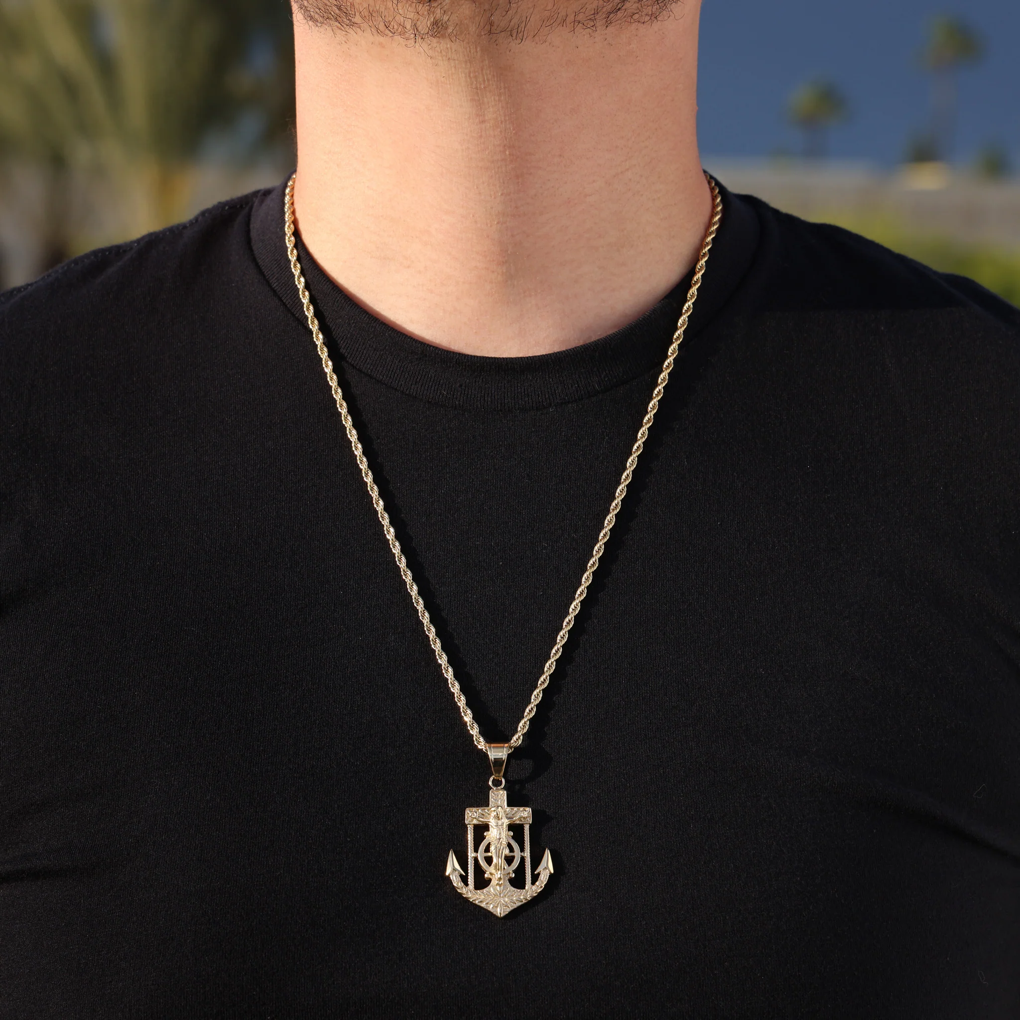 Jesus Anchor Pendant - Gold - Image 4