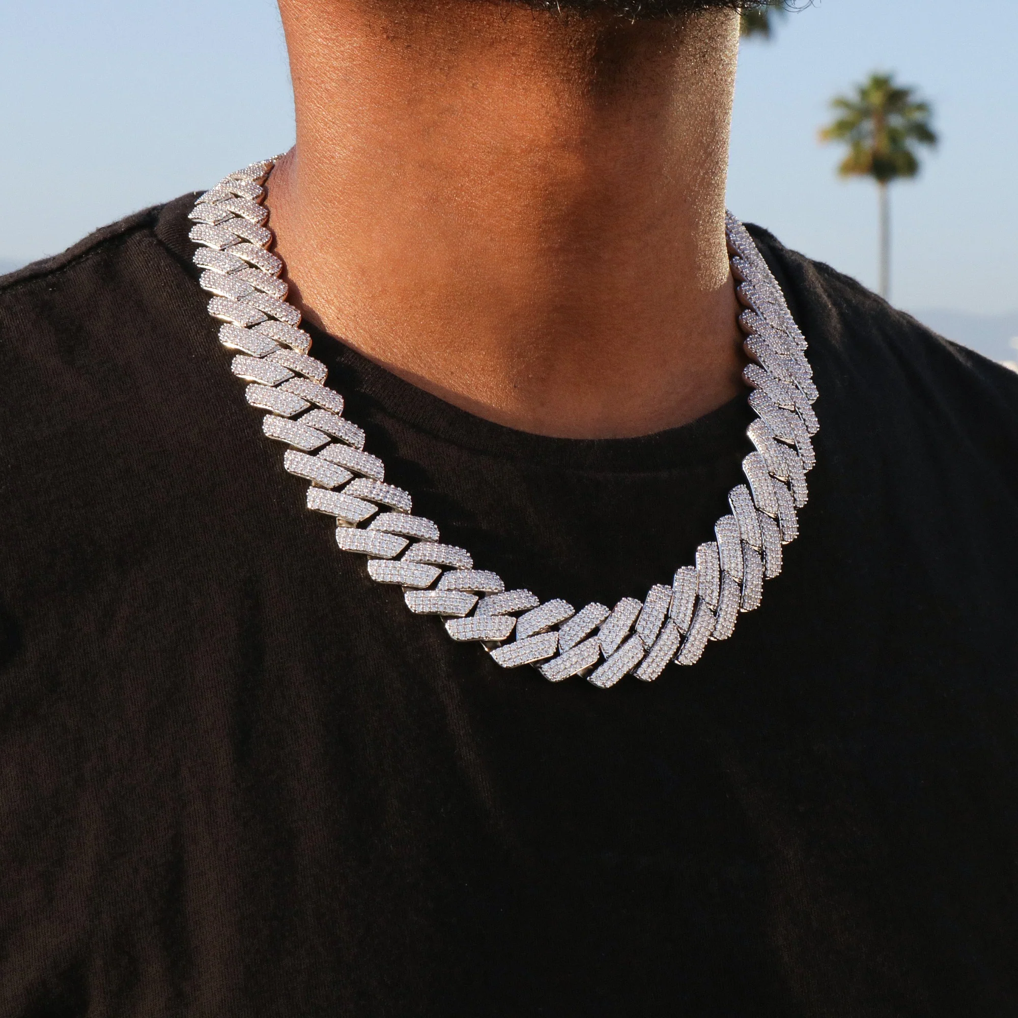 19mm Diamond Prong Link Cuban Chain - 925 Silver - Image 3