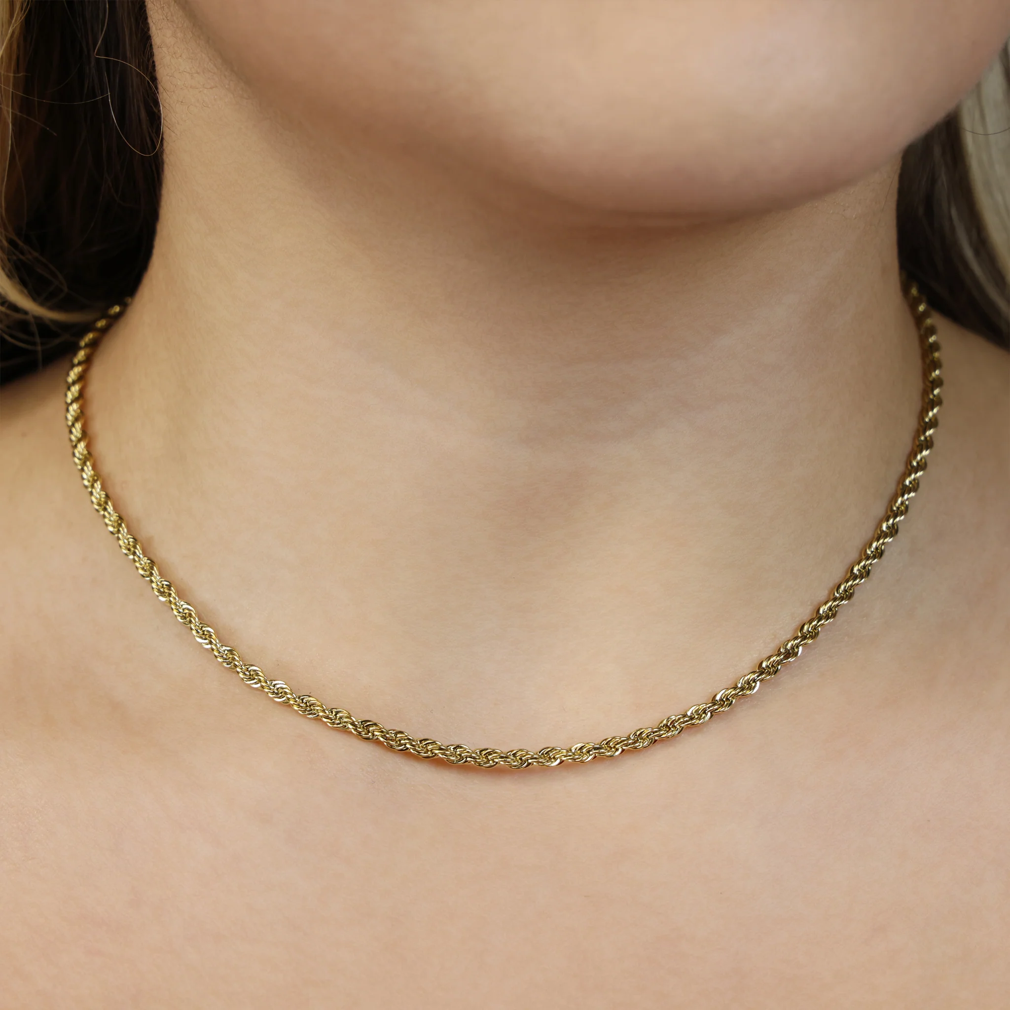 3mm Rope Necklace - Gold - Image 3