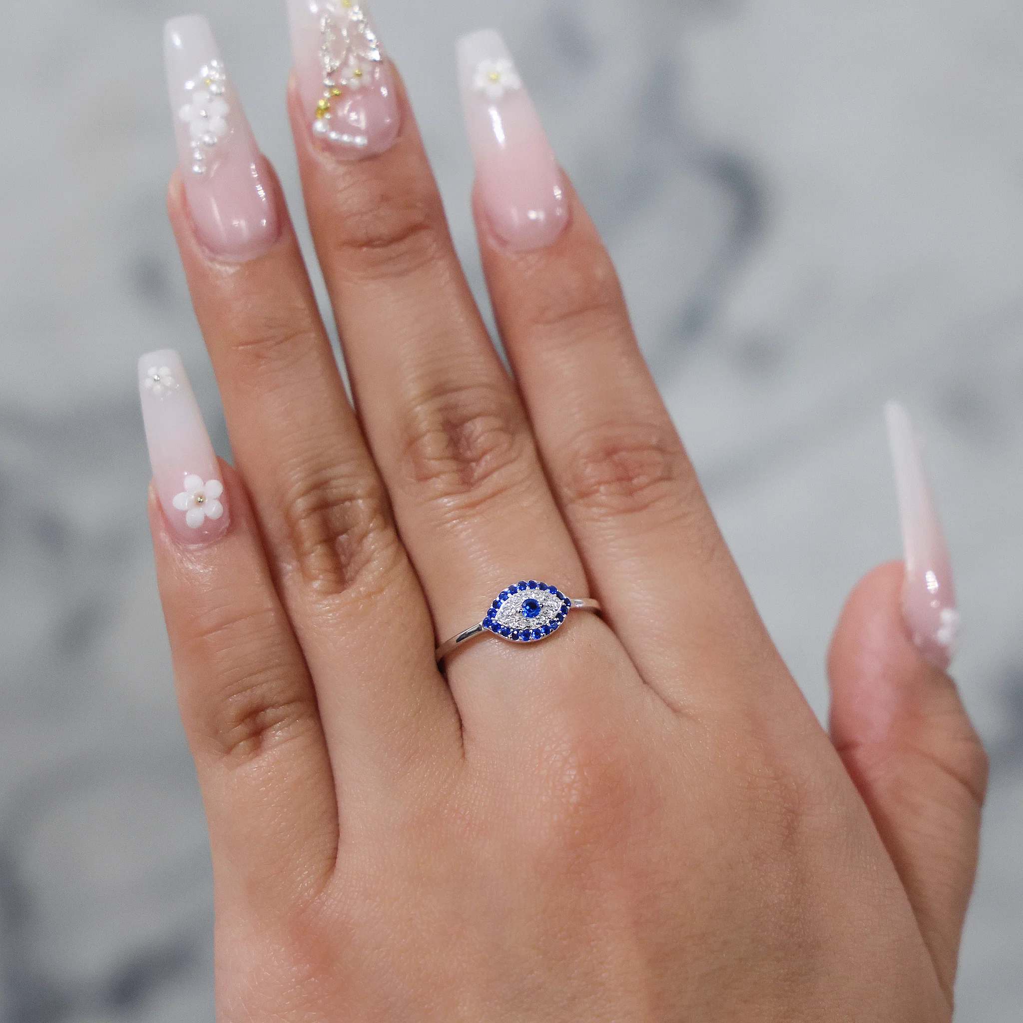 Small Evil Eye CZ Diamond Ring - 925 Silver - Image 3