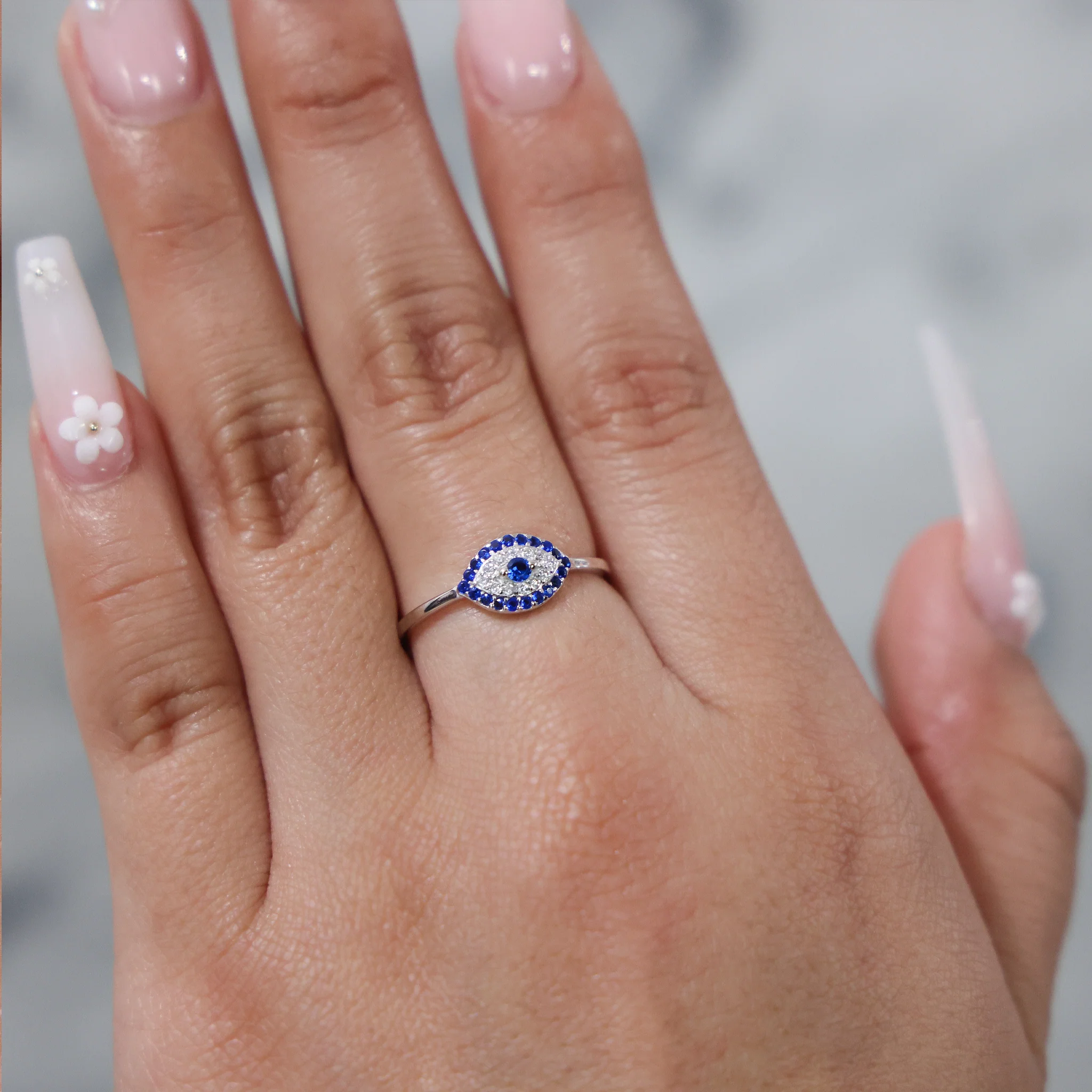 Small Evil Eye CZ Diamond Ring - 925 Silver - Image 4