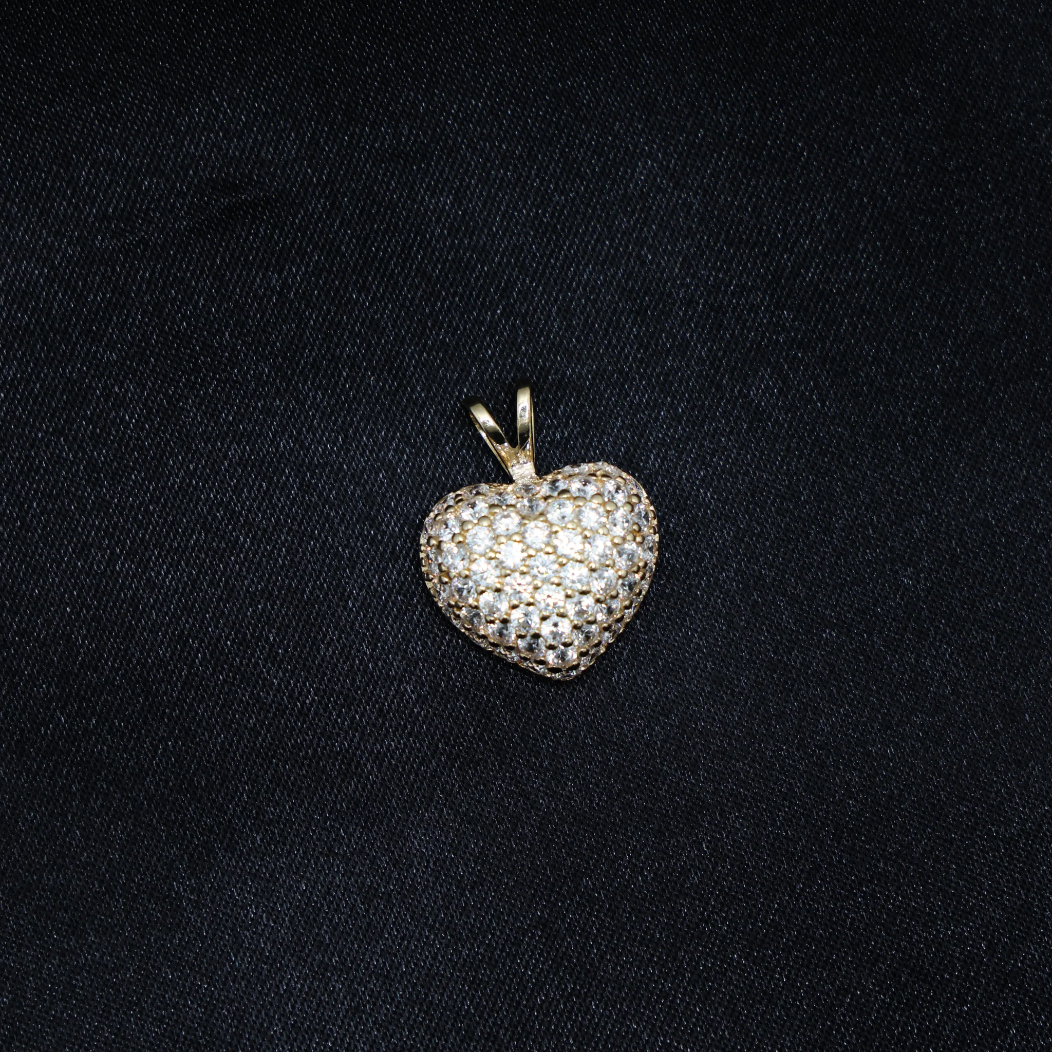 Small Iced Heart Pendant - 14k Gold - Image 5