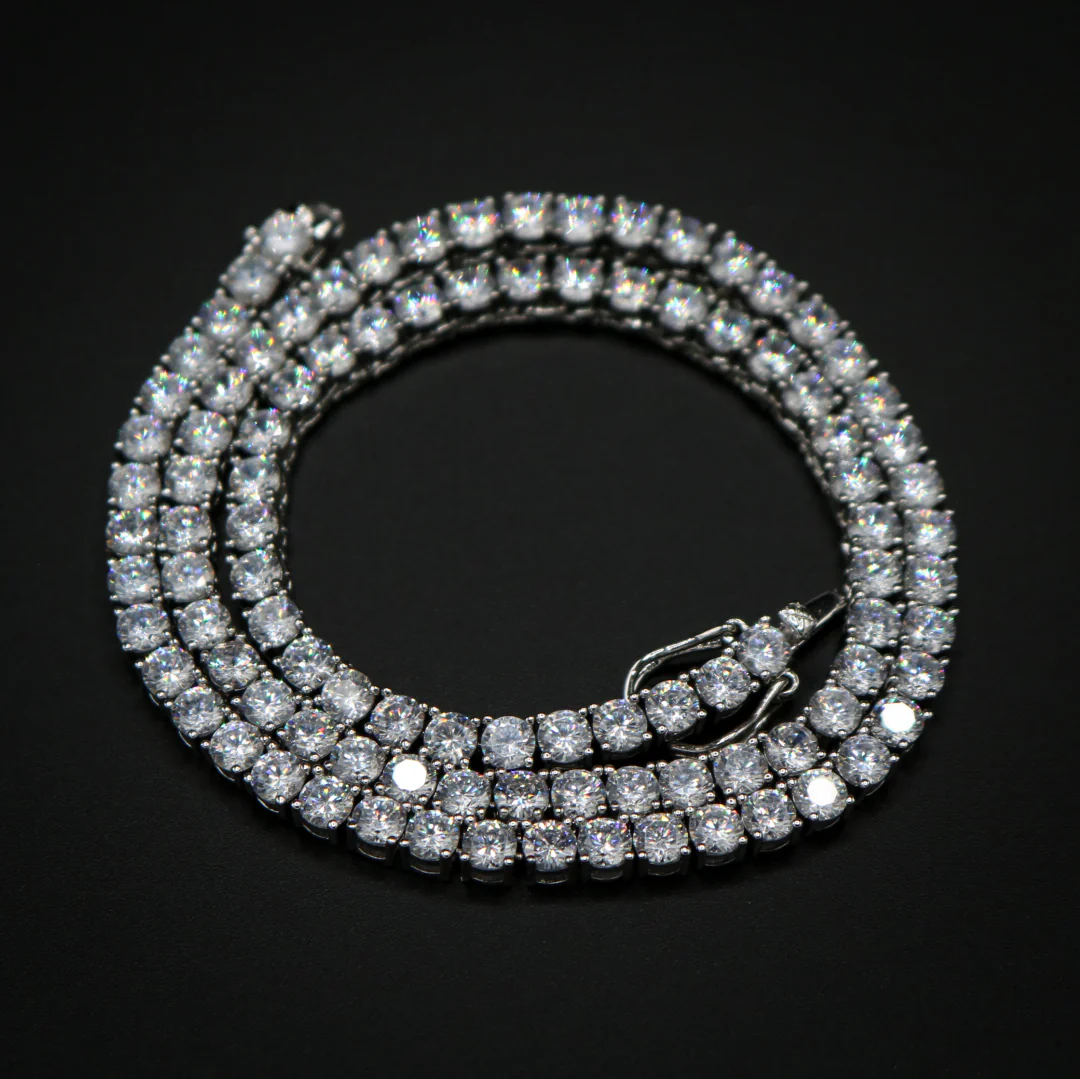 4mm Tennis Necklace - White Gold - Image 3