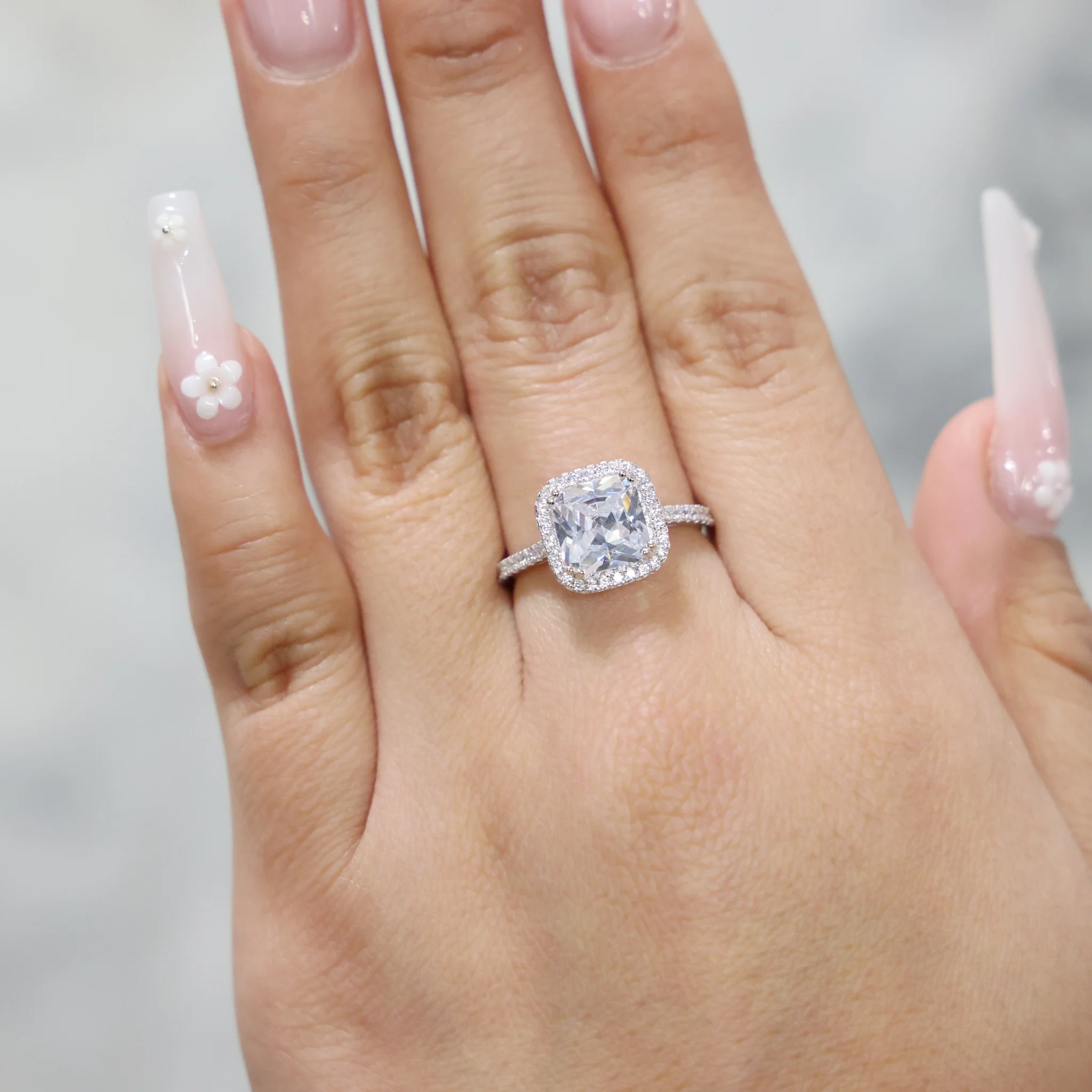 Iced Princess Cut CZ Diamond Ring - 925 Silver - Image 3