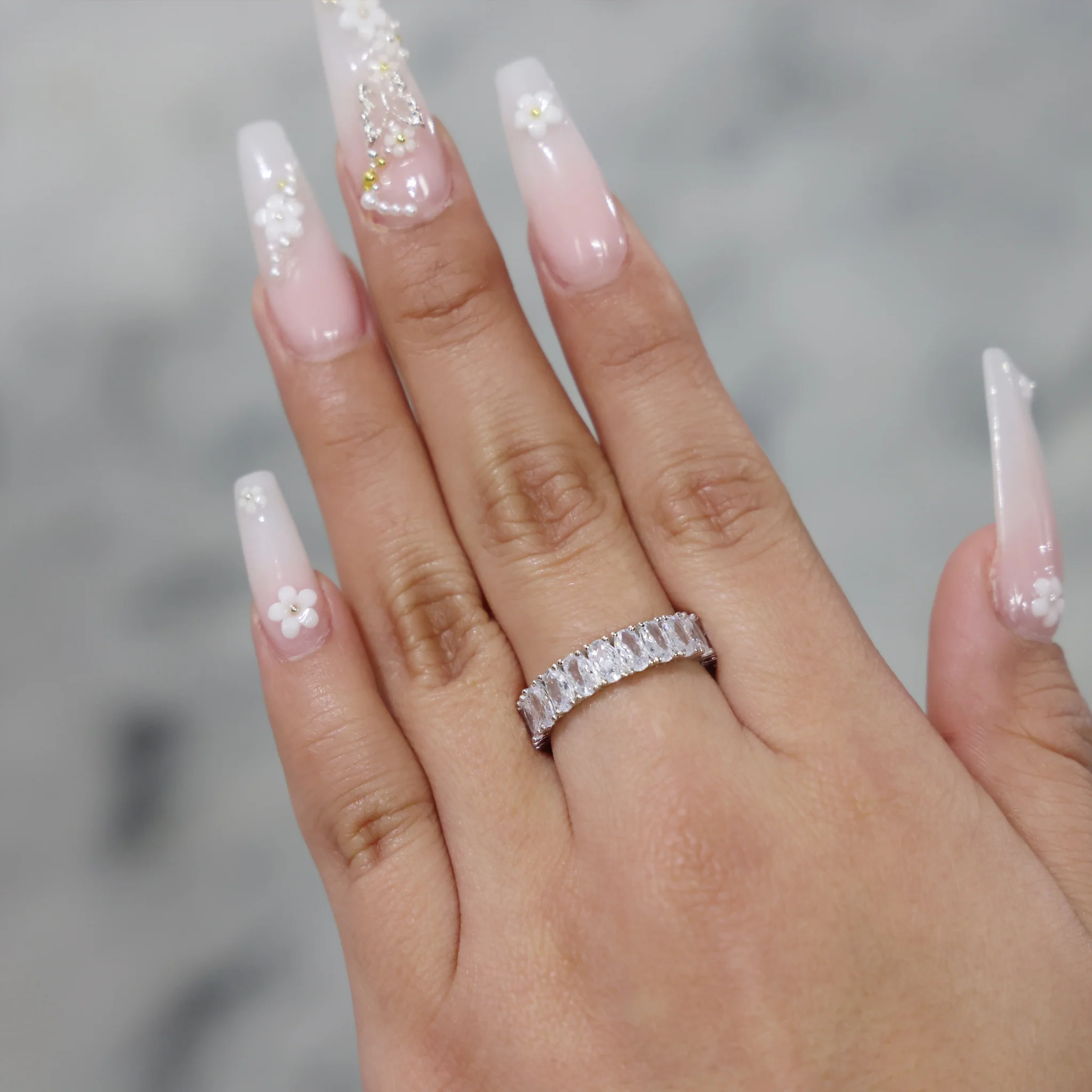 Oval Cut Eternity CZ Diamond Ring - 925 Silver - Image 3