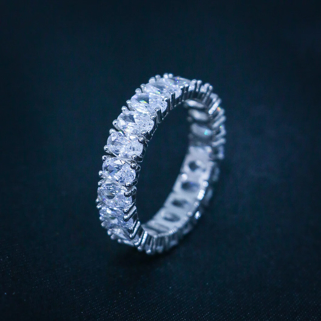 Oval Cut Eternity CZ Diamond Ring - 925 Silver - Image 4